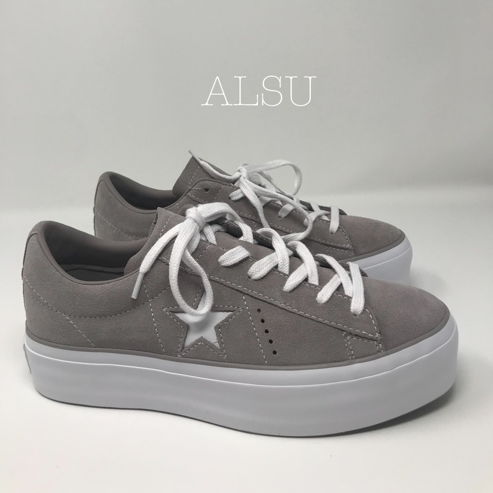 Converse One Star Platform OX Suede Mercury Grey W - Picture 8 of 9